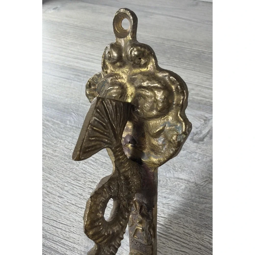 Antique Bronze Brass Hang Wall Hook Ornate Curled Serpent Tail Architectural 5